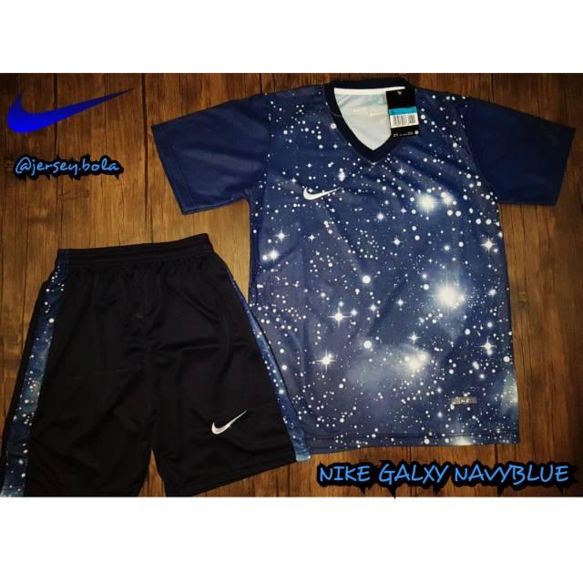 JERSEY SETELAN BAJU KAOS FUTSAL BOLA OLAHRAGA RUNNING NIKE GALAXY NAVYBLUE