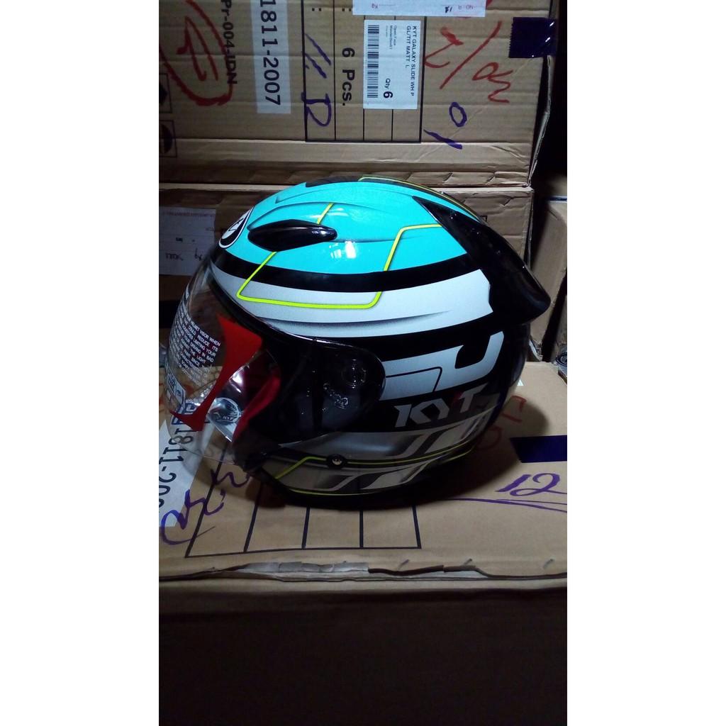 Helm KYT Djmaru Black White Blue World DJ Maru Half Face