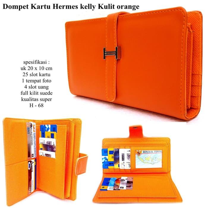 BEST SELLER!!! SHOPPING CARD ORGANIZER (SCO) DOMPET HERMES KELLY CARD SOFT ORANGE - kt3Y8E