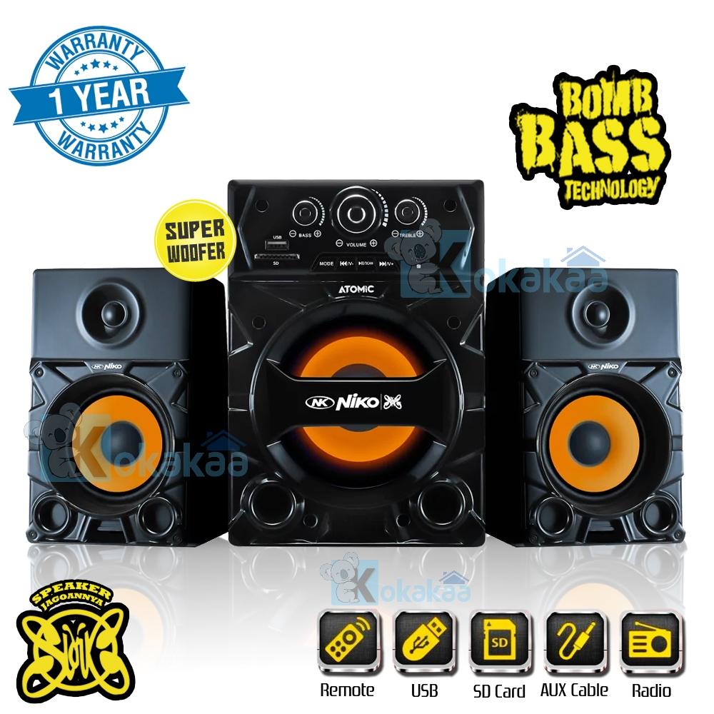 Niko Slank Speaker Atomic Super Woofer Bomb Bass Technology Pengeras Suara + Bluetooth 35 Watt