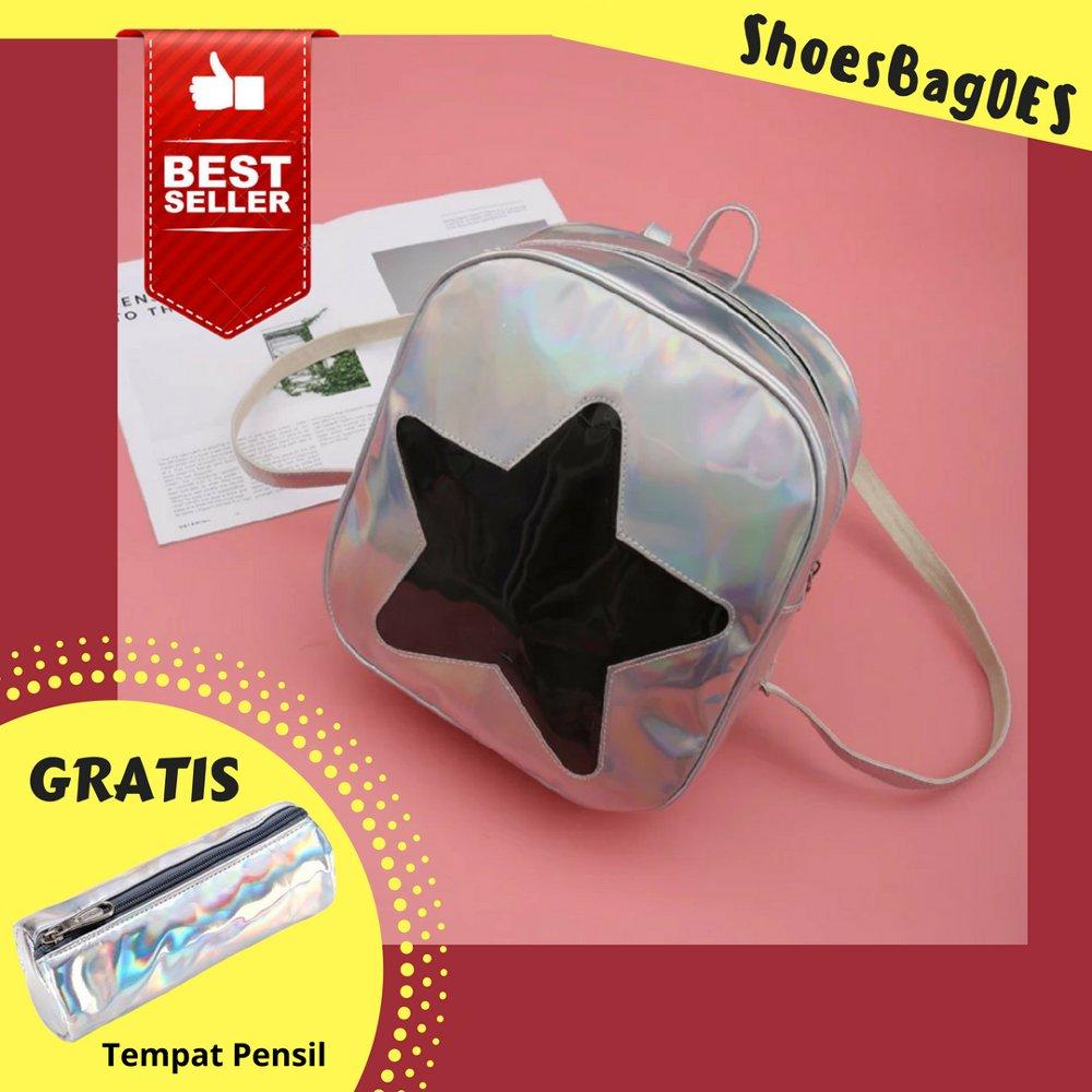 Shoesbagoes - Tas Ransel Wanita Mini Star Hologram