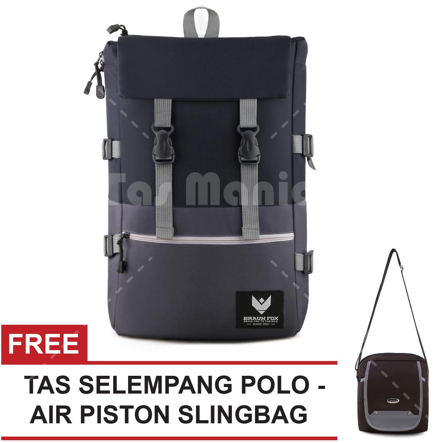 Tas Ransel Braun Fox - Ace 0.01 Dailypack Outdoor Tas Laptop Backpack - Black + Raincover