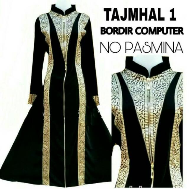 Abaya Gamis Jubah Maxi Dress Arab Ziper Tajmahal Saudi Baju Umroh Turkey Syari Wanita Elegan Simpel L