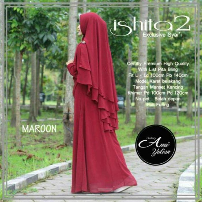 ishita set gamis ceruty polos busui elegan simple adem
