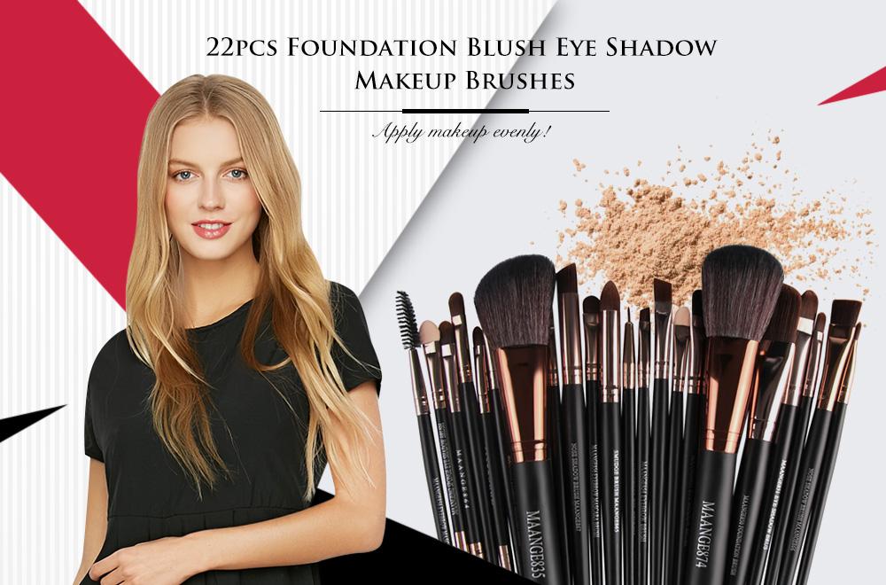 Maange 22 Pcs Foundation Blush Eye Shadow Makeup Bibir Sikat Alat Kosmetik-Intl