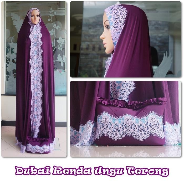 MUKENA TERUSAN DUBAI RENDA UNGU TERONG