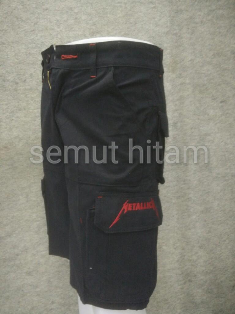 Celana Pendek Cargo Pria / Celana Pendek Kempol Hitam Prapatan Rebel