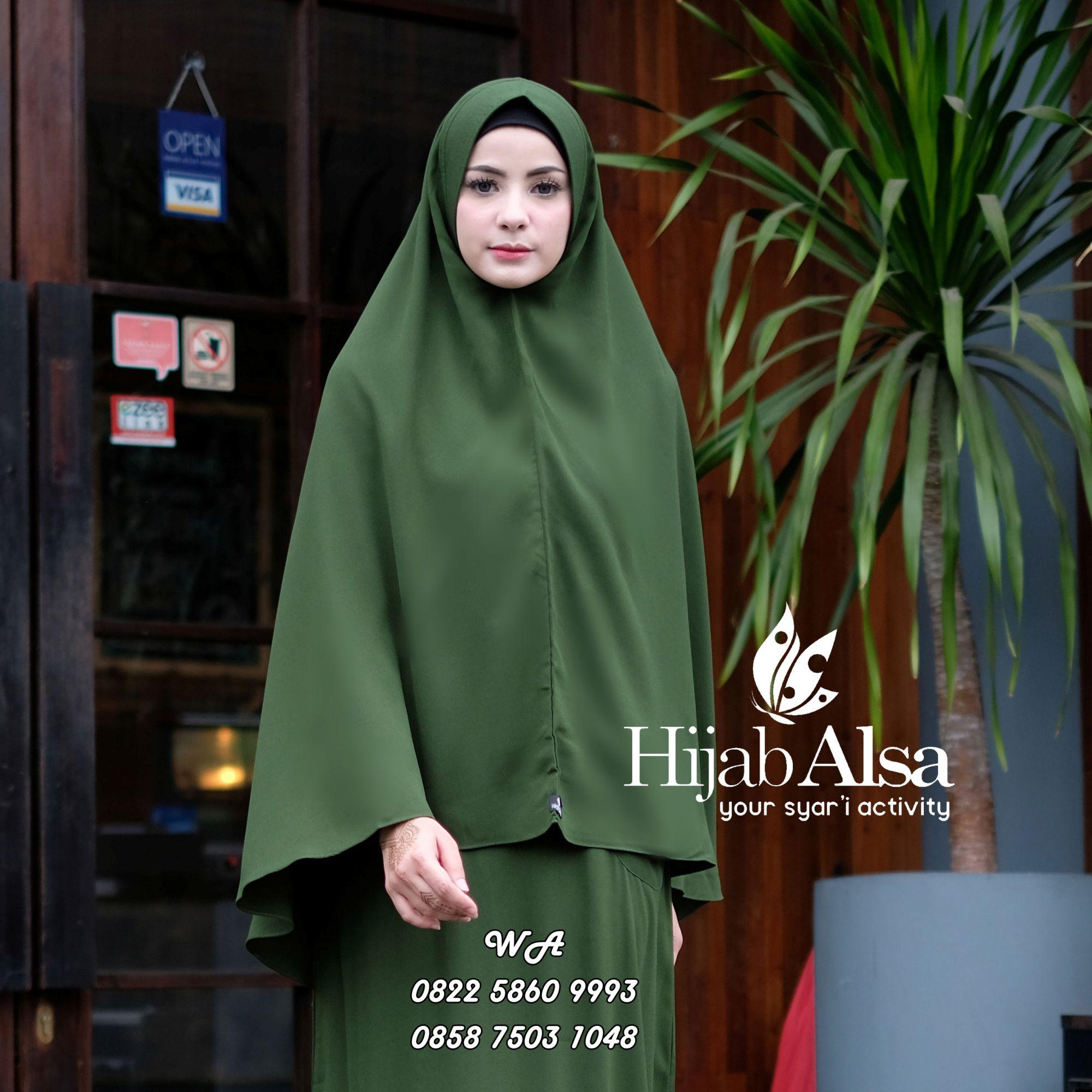 Hijab Alsa Raisa Jilbab Syari Instan Langsung Pakai Warna Hijau Army