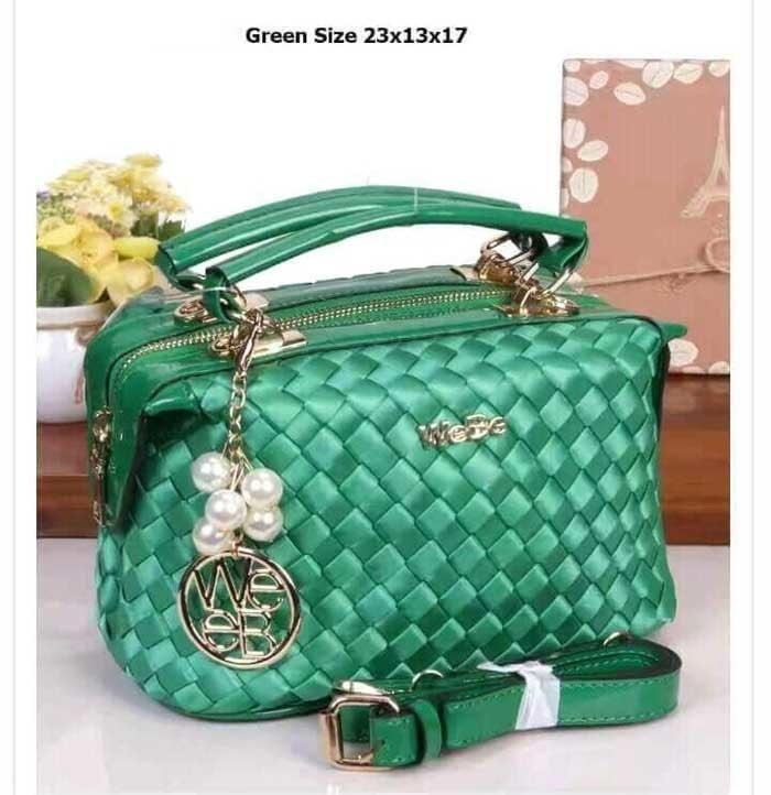 Promo Tas Wanita Kerja Import Anyam Webe Real Pict Murah Warna Hijau - NxnoTB