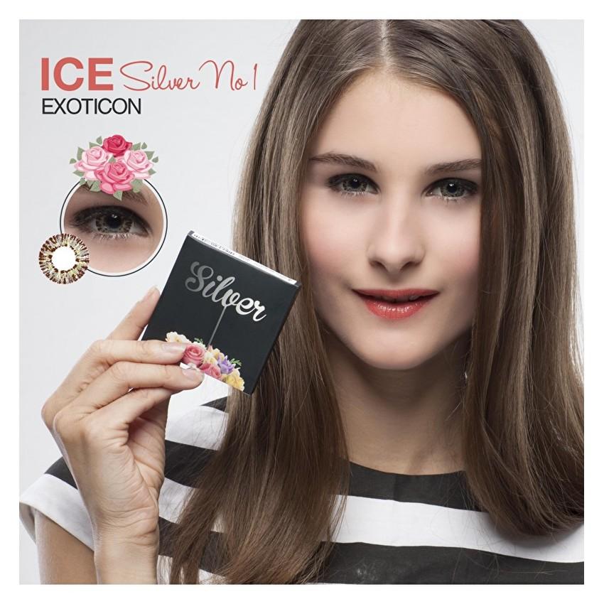 Exoticon X2 Ice Silver Softlens - 01 Silver Gray + Gratis Lenscase