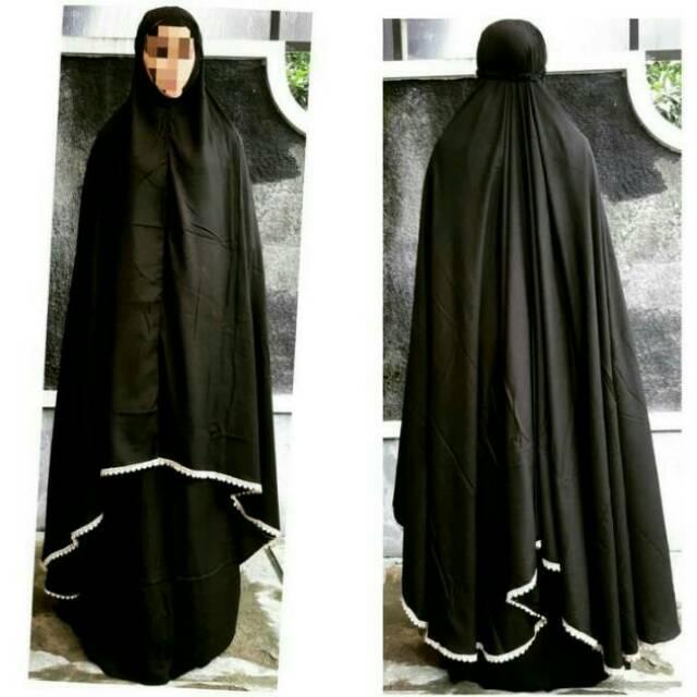 Mukena bali polos renda super jumbo bata