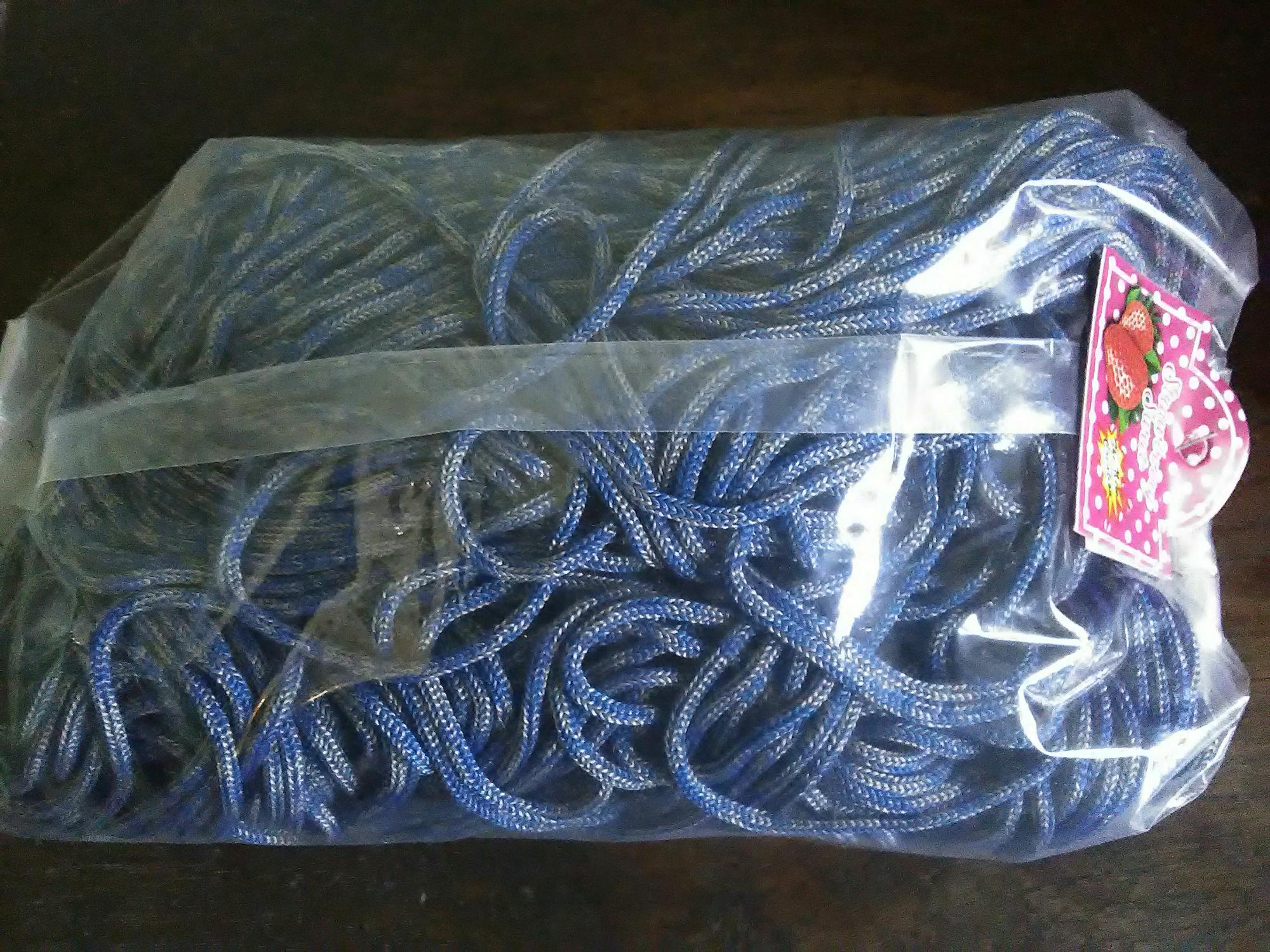 Satu paket - Tali kur sembur perpaduan biru dan abu ±300 gram - sepasang ring d - sepasang kait -l
