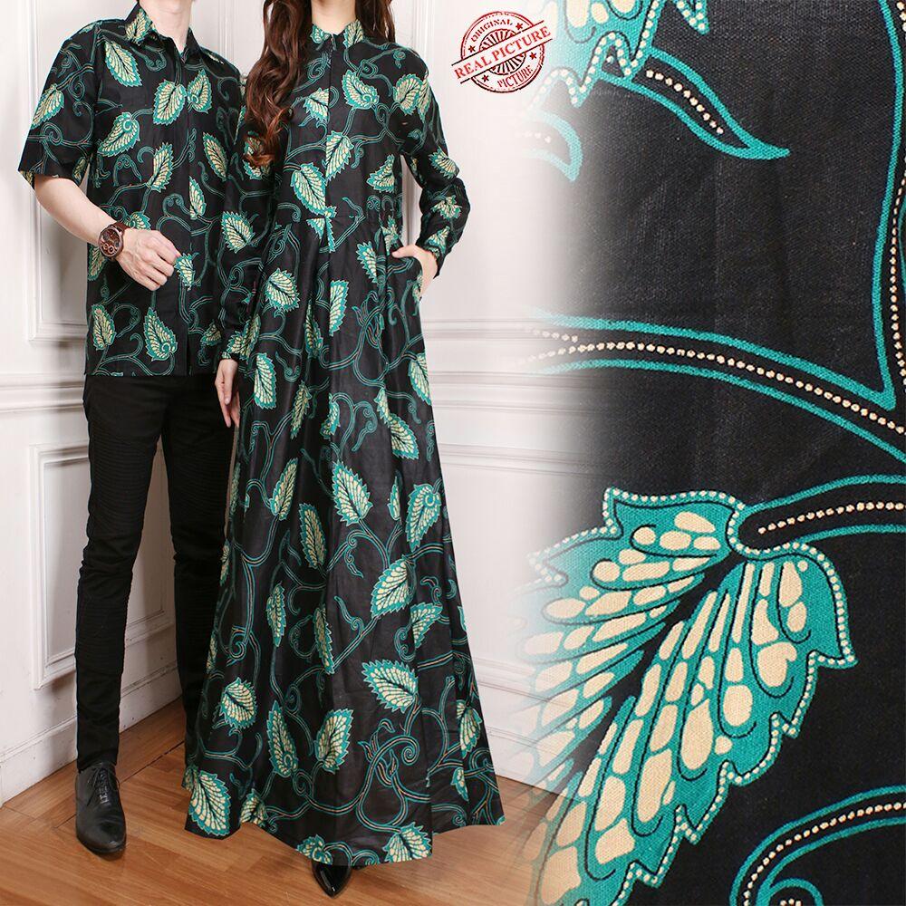 Cj Collection Couple batik dress maxi panjang wanita long dress dan atasan kemeja pria shirt Hilya