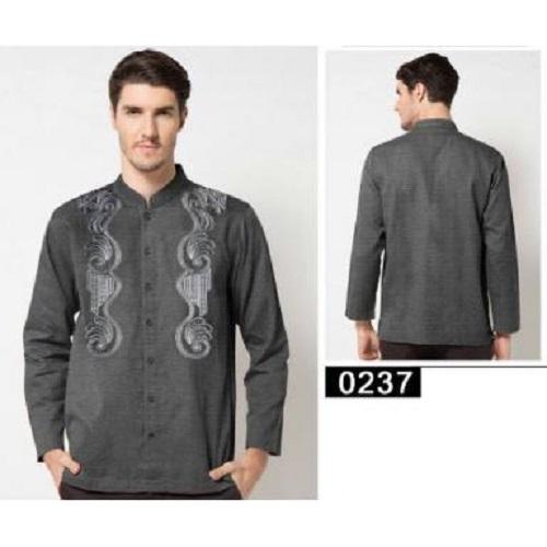 PROMO BAJU - SUPPLIER GROSIR 13255 BAJU KOKO PRIA MUSLIM DEWASA MODIS COWOK MODIS TERBARU LENGAN PANJANG WARNA GREY MURAH GROSIR KEKINIAN BAHAN KATUN BERSERAT