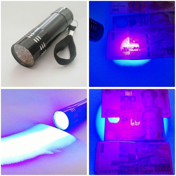 BEST SELLER Senter Led Uv (Ultraviolet) 9 Led- Kualiatas Import- Harga Competitive