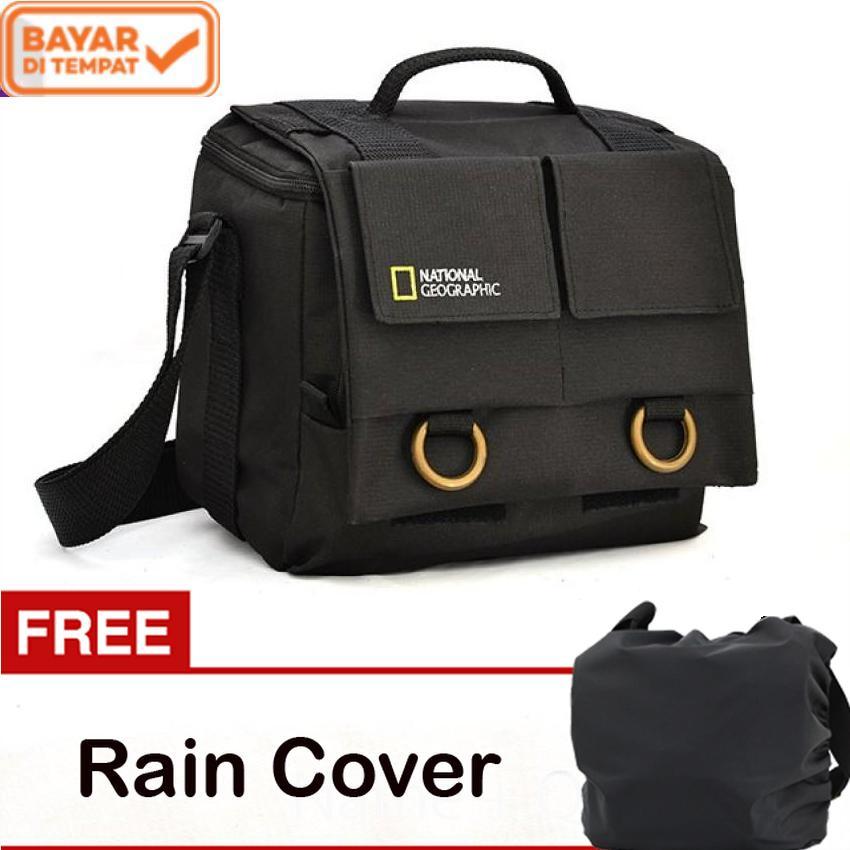 National Geographic Tas Kamera DSLR Mirrorless SLR Selempang Natgeo Hitam kode B Gratis Raincover