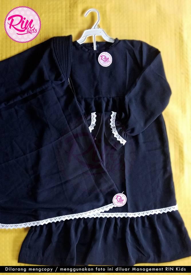 Gamis set Syari anak Lebaran Bahan Wolvis list renda rajut