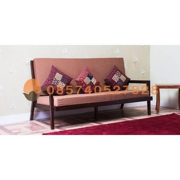 Sofa Kennwick Kayu Jati Model Semi Minimalis 3 Dudukan