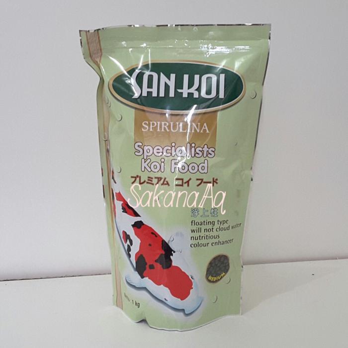 Makanan / Pakan Ikan Koi San Koi / SanKoi Spirulina Medium ( M ) 1 Kg