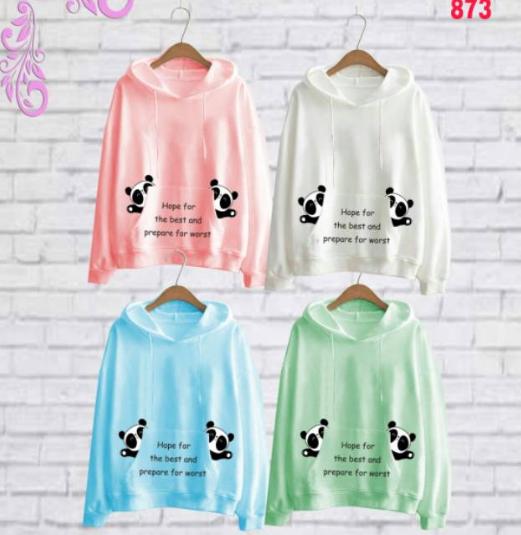 MichelleStore Sweater Wanita Hoodie Panda 3D - Green