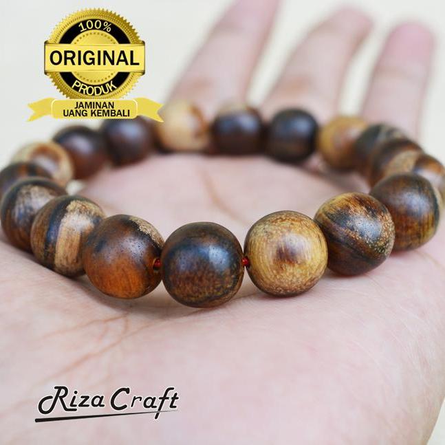 Gelang Kayu Gaharu Wangi Asli Kalimantan Bulat Super King Grade A motif Zebra Unik Langka 12 mm