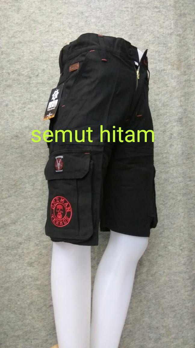 Celana Pendek Cargo Pria / Celana Pendek Kempol Hitam Prapatan Rebel