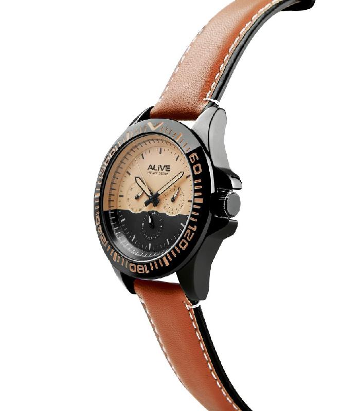 JAM TANGAN PRIA IMPORT ALIVE SOPHIE MARTIN COKLAT LIAM GPU1044B7 ORI