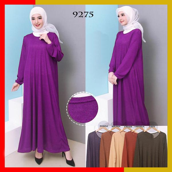 Baju Gamis Jumbo Polos Bahan Kaos Rib 4L 9275