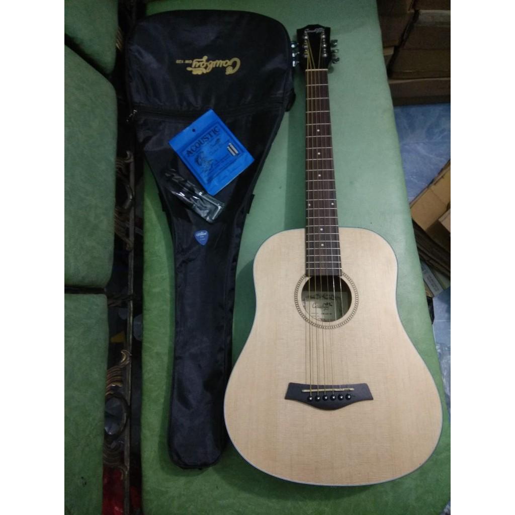 Gitar Akustik Cowboy 3 Per 4 Natural 1 Set Ori Jakarta Murah