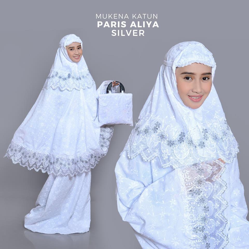 Mukena Dewasa Katun Paris - Aliya Putih Silver