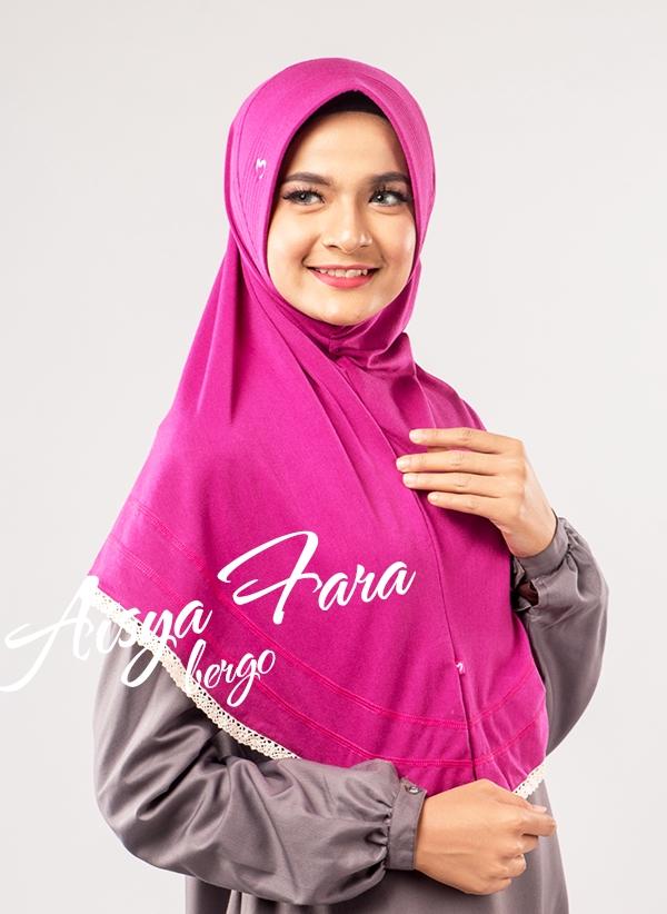 Pasmira Aisya Fara Bergo Motif Polos Warna Pink / Jilbab dan Kerudung Murah dan Syari / Jilbab Instan Polos Warna Pink