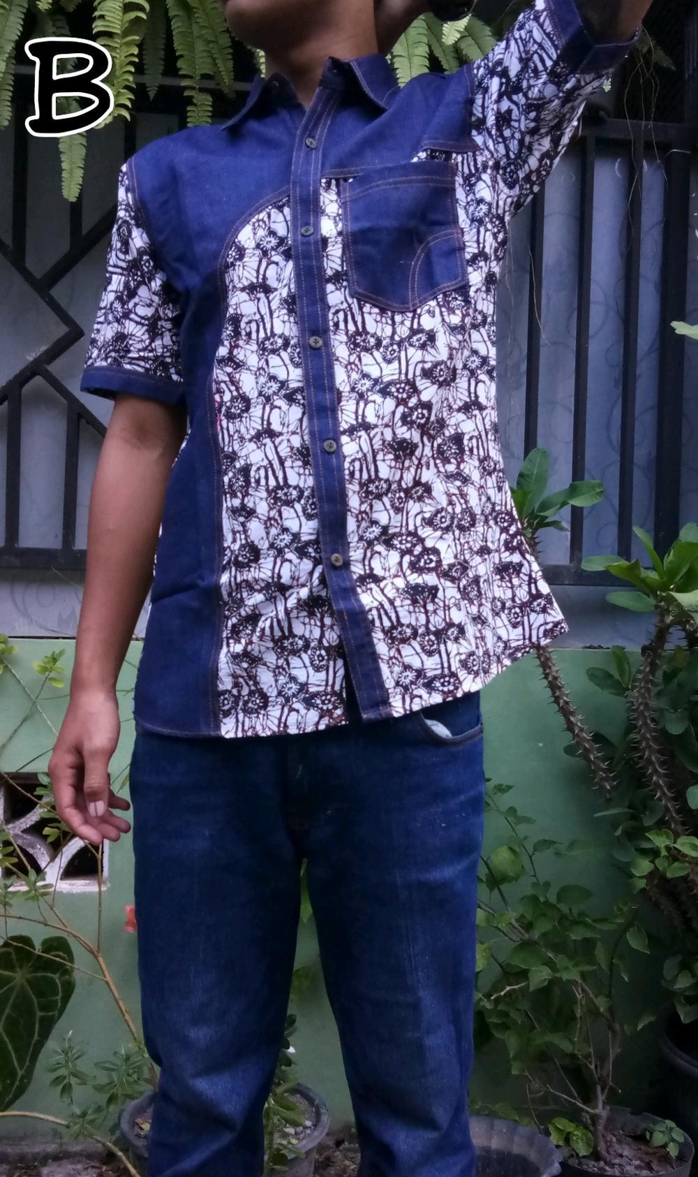 sale jual murah kemeja hem batik kombinasi jeans B