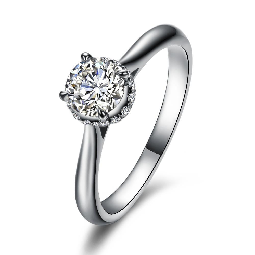 Mewah 1ct SONA Diamond Cincin Kawin Wanita Pertunangan Perak Pita Platina Cincin Wanita Gadis Perhiasan Jari