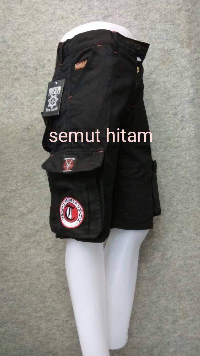 Celana Pendek Cargo Pria / Celana Pendek Kempol Hitam Prapatan Rebel