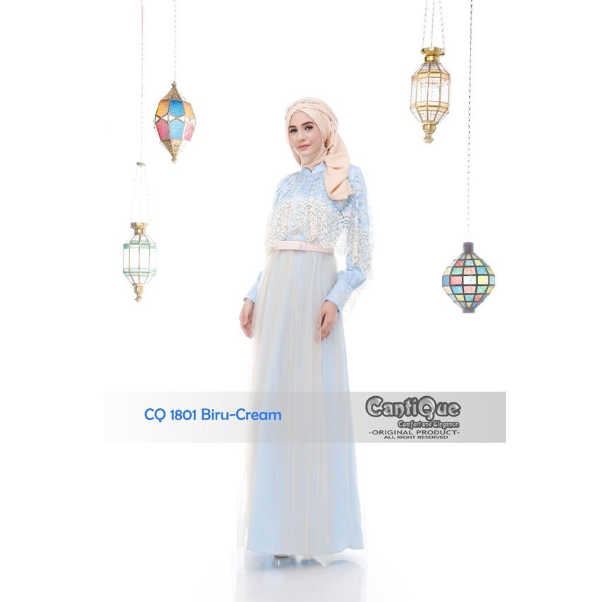CantiQue gamis dress 1801 biru salem mewah elegant baju lebaran