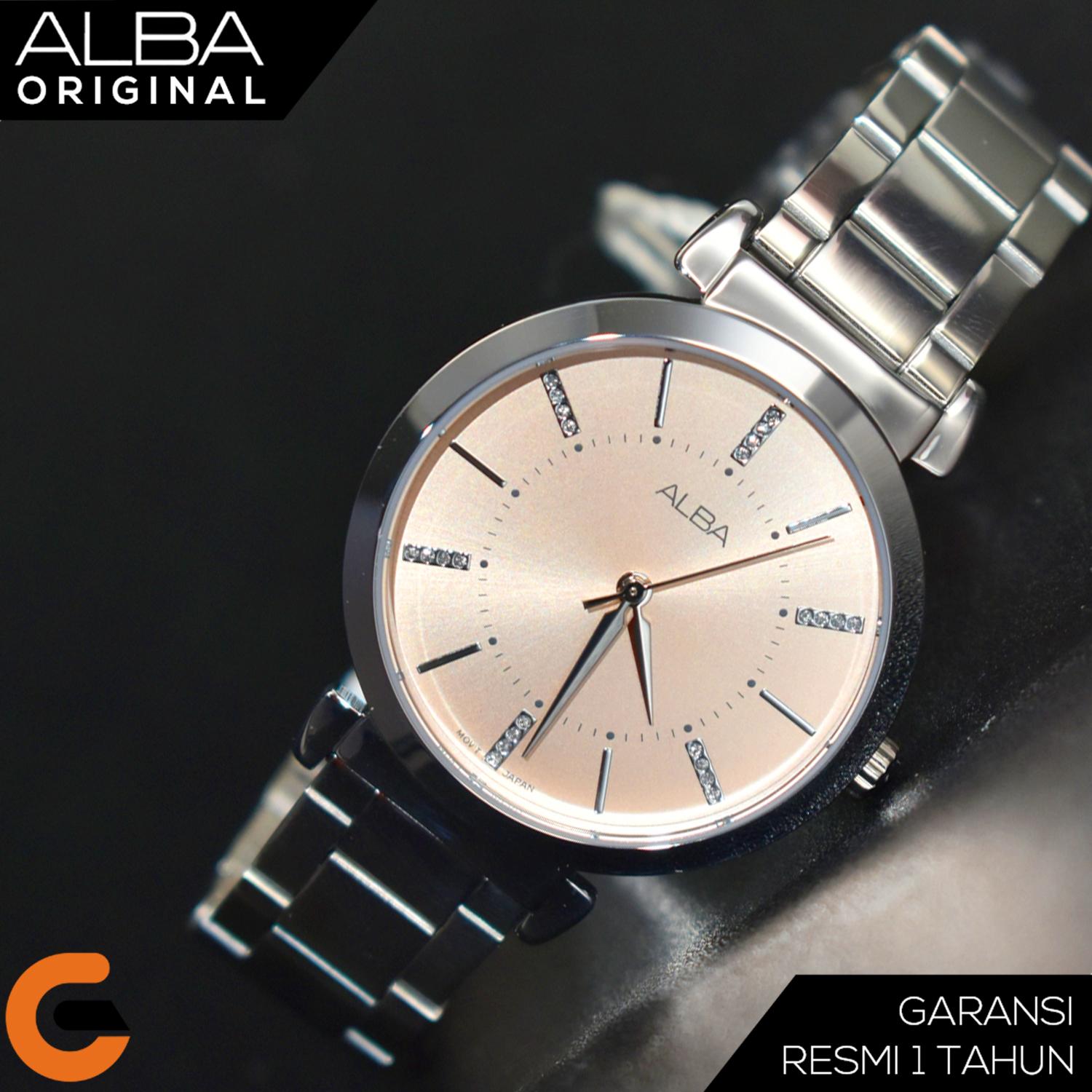 Fitur Alba Jam Tangan Pria Alba Analog Tali Logam Rantai Stainless Alba Jam Tangan Wanita ALBA Analog Tali Rantai Logam Stainless Steel Quartz Movement ASL0 Coklat Silver
