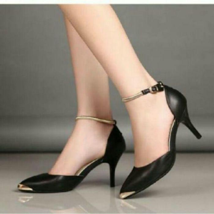 Sepatu Wanita High Heels gelang Gp.01 hitam Elegant utk Pesta dan Kerja Murah Berkualitas
