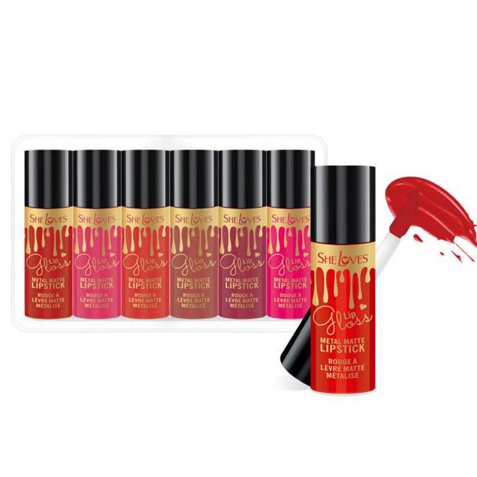 She loves Matte Lip Gloss Makeup Metal Matte Lipstick Waterproof Lasting 24HR #05 - 1 Pcs