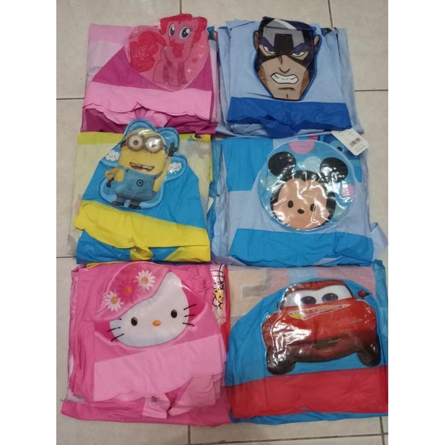 Jas Hujan Anak Remaja Stelan Hello Kitty Frozen Pokemon Spiderman Pony - Mjg