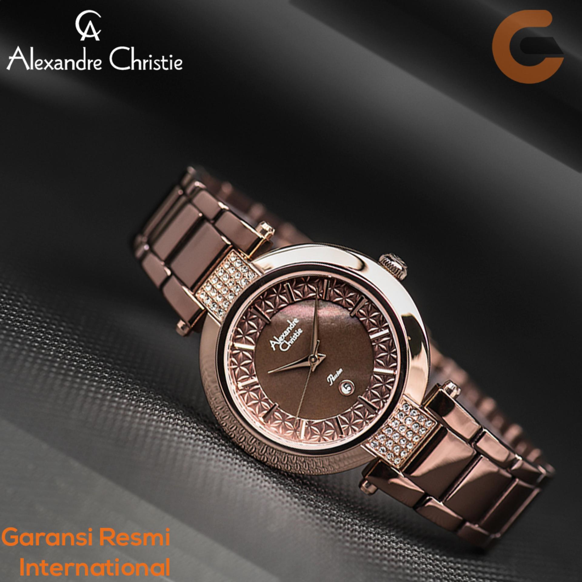 Alexandre Christie Chronograph Jam Tangan Wanita Tali Stainless Steel Swarovski Element AC2707 Promo