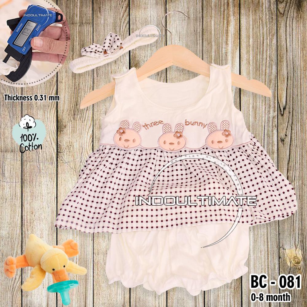 BABY LEON Setelan Baju Baby Cewek / Pakaian Baby Cewek / BY BC-081 BAJU BABY CEWEK SATU SET + BANDO