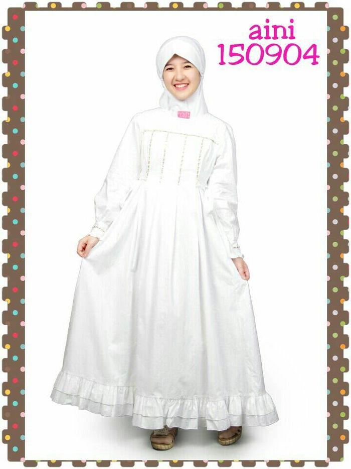 Set Busana Muslim Putih , Gamis Jilbab Anak Aini Putih 150904