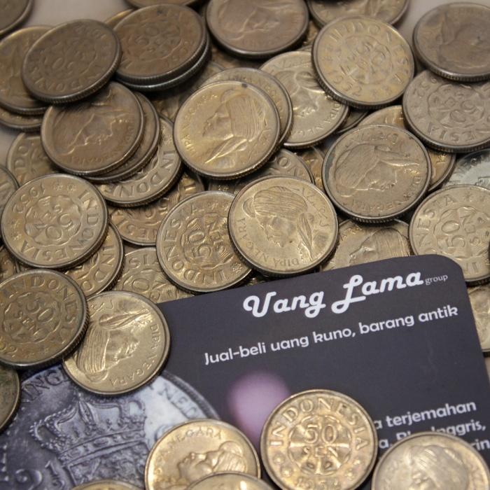 Uang Kuno Uang Koin Uang Mahar 50 Sen Diponegoro (2 keping= 1 Rupiah)