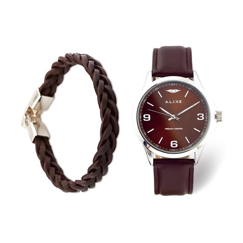 TERLARIS JAM TANGAN PRIA ALIVE PARIS KILLIAN GPU1025B7 COKLAT GRATIS GELANG ORI