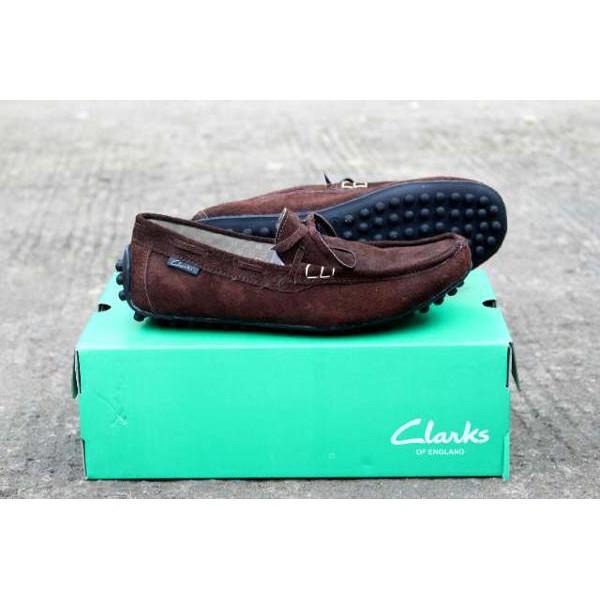 Sepatu Pria Clarks Kendar Mocassin Suede Slip On Loafers Sneakers Murah Coklat
