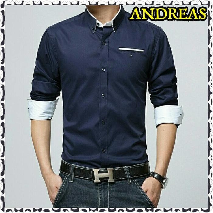 Kemeja Slim Fit Andreas Navy