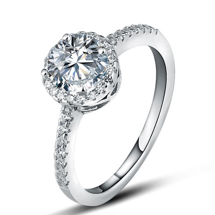 Cinta 925 Perak 1ct Cincin Berlian Wanita Pertunangan Pita Platina Cincin Wanita Perhiasan Jari Istri Hadiah Terbaik