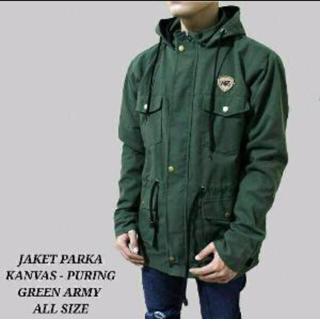 Jaket parka Pria XXL Hijau Army