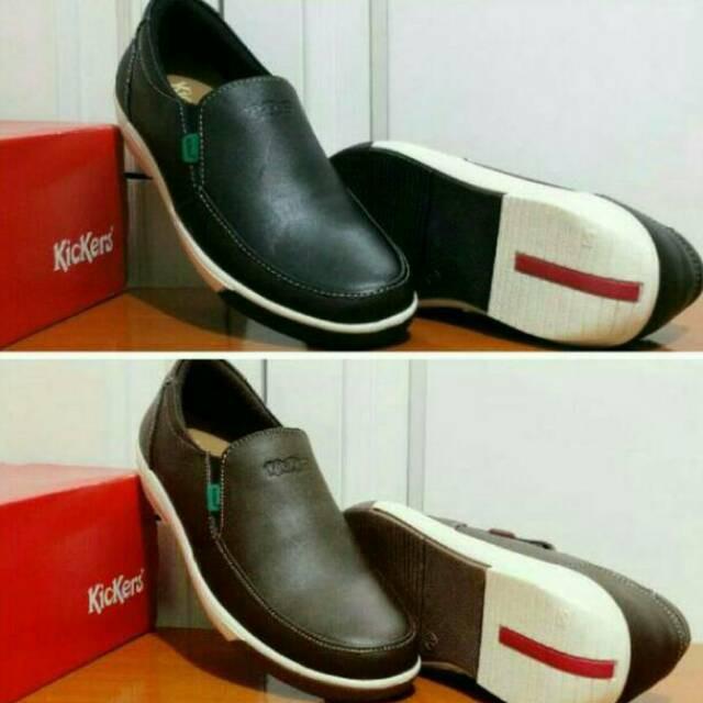 Kickers Slip On Kulit Garut Asli Sepatu Slop Santai Formal Pria