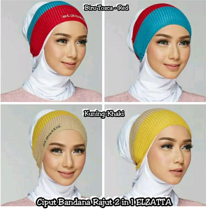 Jilbab-Hijab-Jilbab Murah-Ciput BANDANA RAJUT 2 IN 1 By ELZATTA